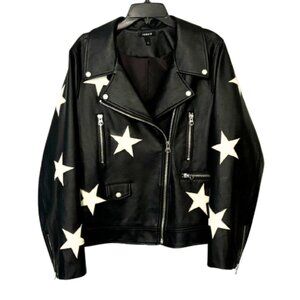 TORRID  Black/White Star Faux Leather Moto Style Jacket